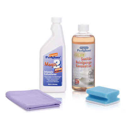 Perlglanz Kalkentferner 500ml + Duftsanitärreiniger 750ml Perlglanz Kalkentferner 500ml + Duftsanitärreiniger 750ml